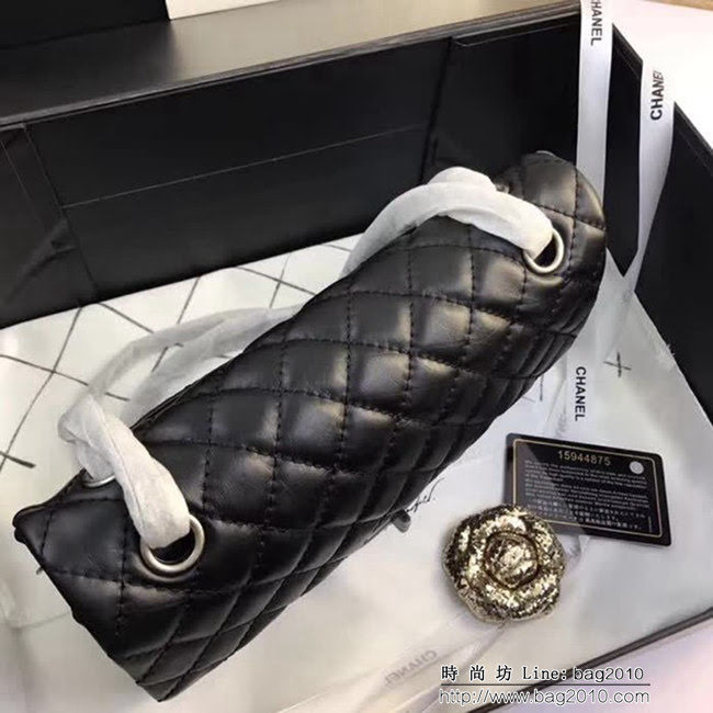 香奈兒CHANEL 225 進口大象紋胎牛皮金銀扣單肩斜挎鏈條包 DSC2038